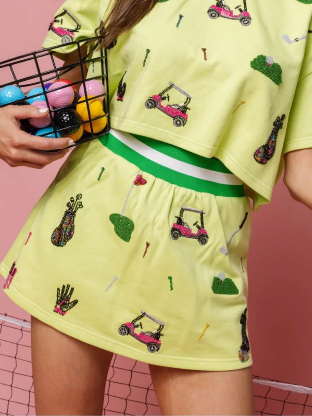 QUEEN OF SPARKLES Green SCATTERED GOLF Icon Skort XL